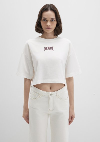 LOGO BASKILI T-SHIRT Kırık Beyaz