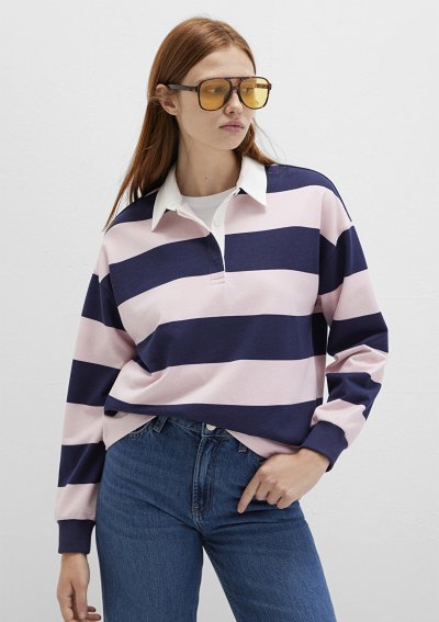 POLO YAKA MODELLI PENYE Chalk Pink Strip