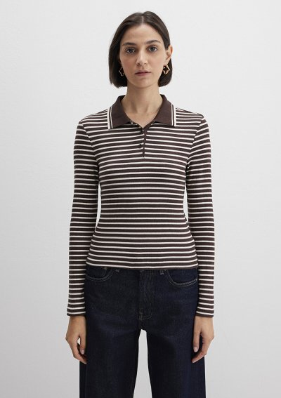 POLO YAKA MODELLI PENYE Seal Brown Strip