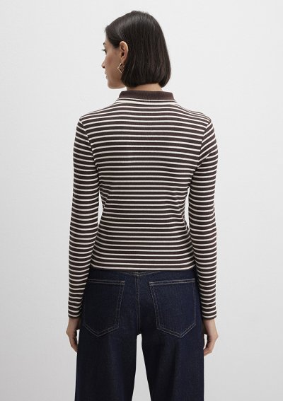 POLO YAKA MODELLI PENYE Seal Brown Strip