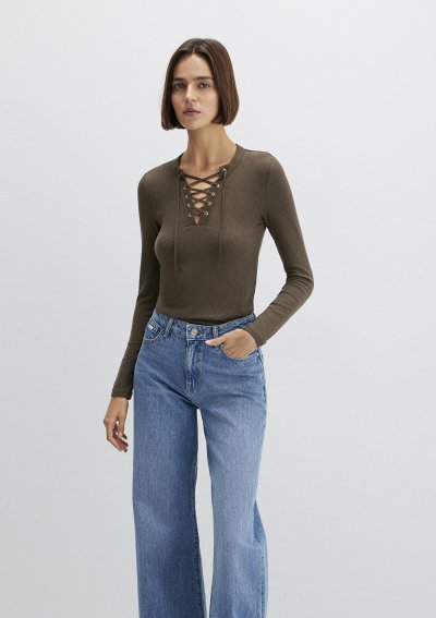 MODELLİ  UZUN KOL PENYE Koyu Kahve