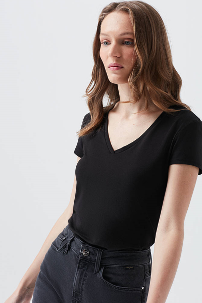 V YAKA TİŞÖRT Siyah