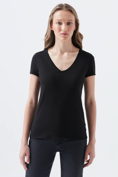 V YAKA TİŞÖRT Siyah