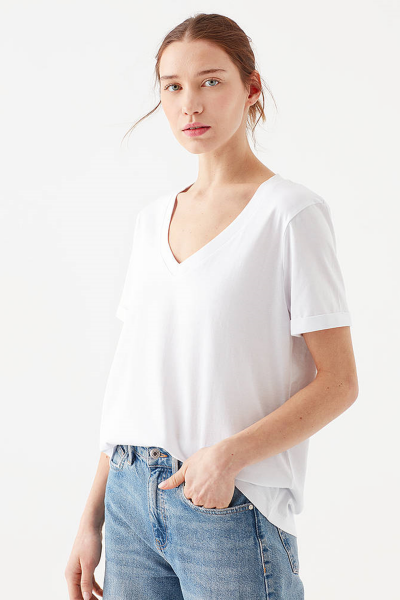 V YAKA BASIC TİŞÖRT Beyaz
