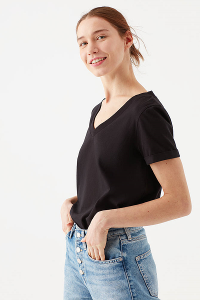 V YAKA BASIC TİŞÖRT Siyah