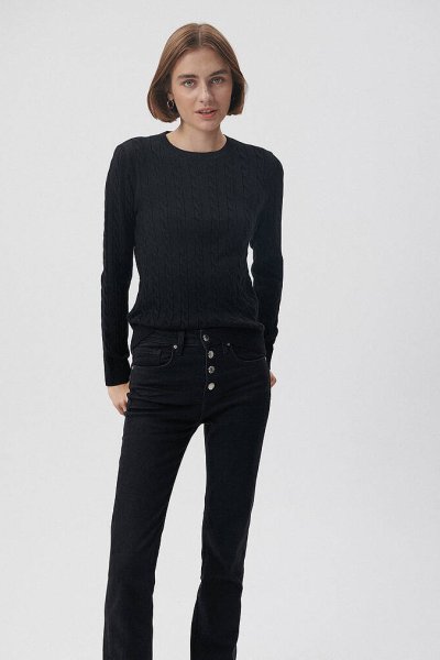 BİSİKLET YAKA KAZAK Siyah