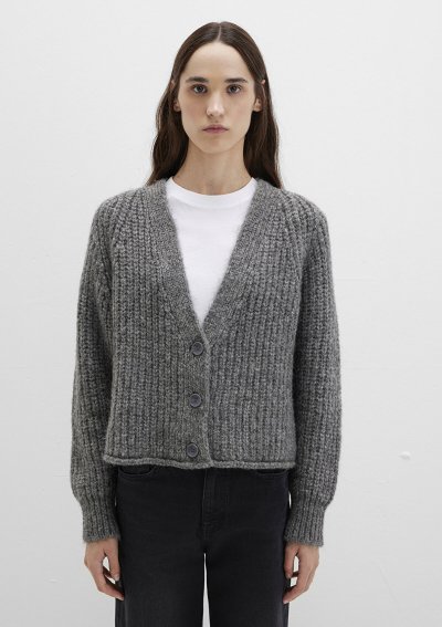 ÖNÜ DÜĞMELİ HIRKA Koyu Gri Melanj