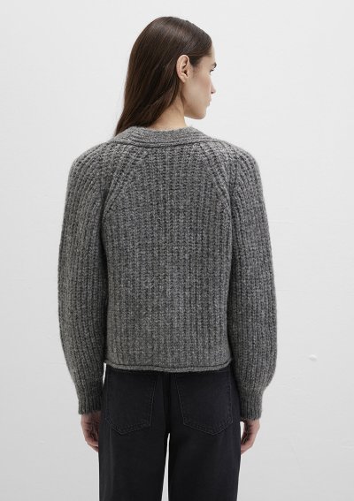 ÖNÜ DÜĞMELİ HIRKA Koyu Gri Melanj