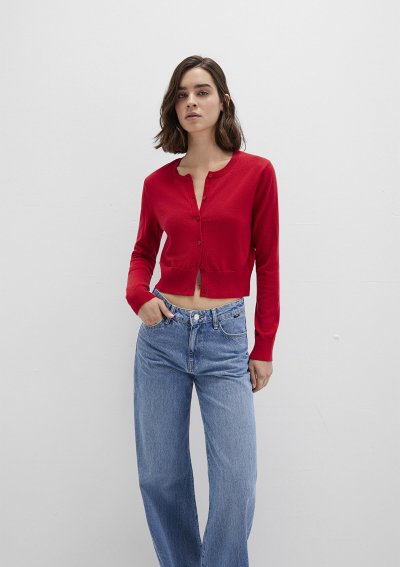DÜĞMELİ KISA HIRKA Acı Kırmızı