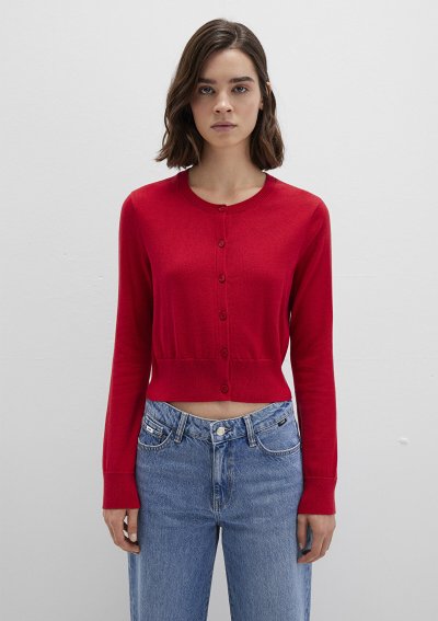 DÜĞMELİ KISA HIRKA Acı Kırmızı