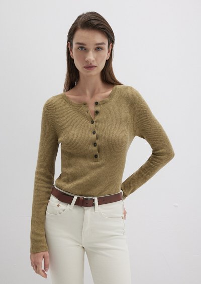 YARIM DÜĞMELİ KAZAK Gothic Olive