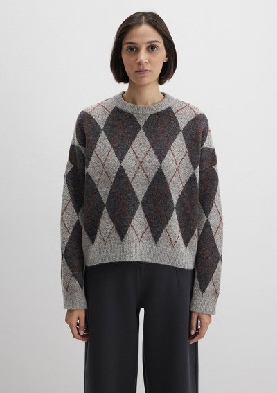 YUVARLAK YAKA KAZAK Gri Melanj