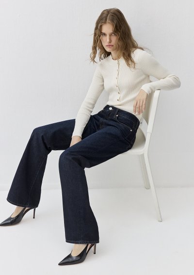 YUVARLAK YAKA KAZAK Kırık Beyaz