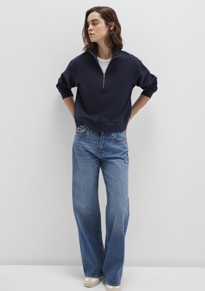 YARIM FERMUARLI SWEATSHİRT Koyu Lacivert