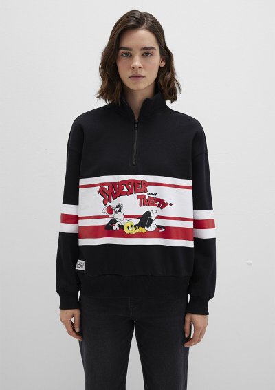 TOM AND JERRY BASKILI SWEATSHIRT Siyah
