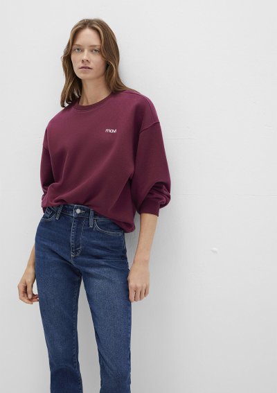 YUVARLAK YAKA LOGO SWEATSHIRT Maroon Ban