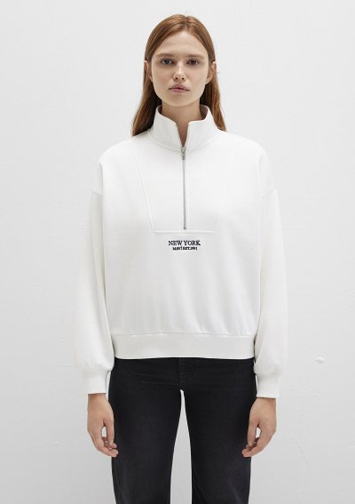 YARIM FERMUARLI SWEATSHIRT Kırık Beyaz