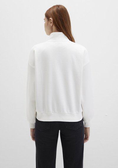 YARIM FERMUARLI SWEATSHIRT Kırık Beyaz