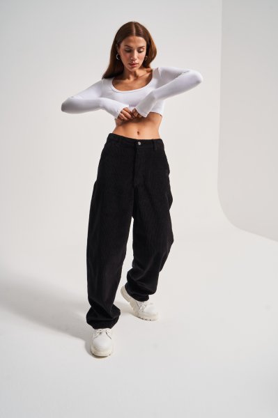 Kadın Kadife Fitilli Skater Pantolon