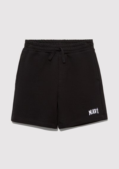 MAVİ BASKILI ÖRME ŞORT Siyah