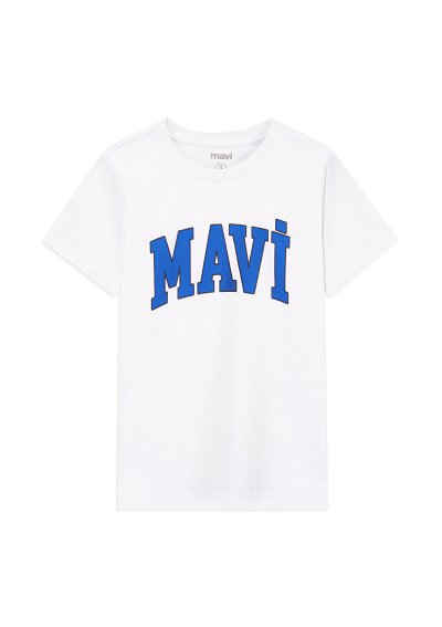 MAVİ LOGO BASKILI TİŞÖRT Beyaz