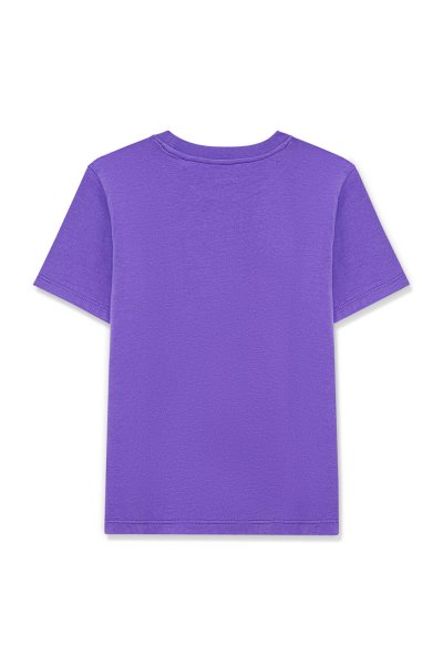 Mavi Logo Baskılı Mor Tişört