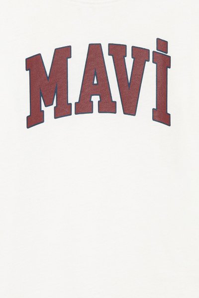 MAVİ LOGO BASKILI TİŞÖRT Kırık Beyaz