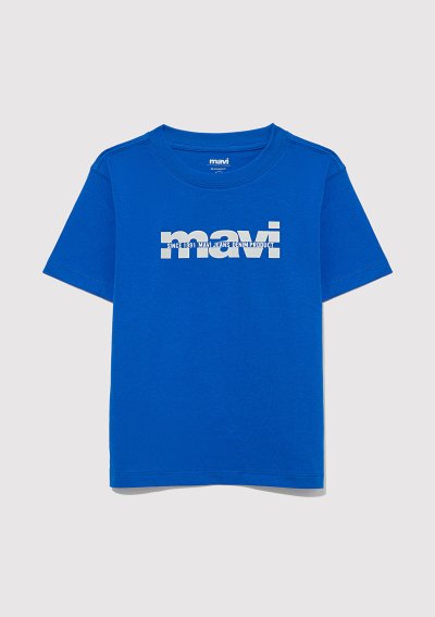 MAVİ BASKILI LOGO TİŞÖRT Koyu Gök Mavi