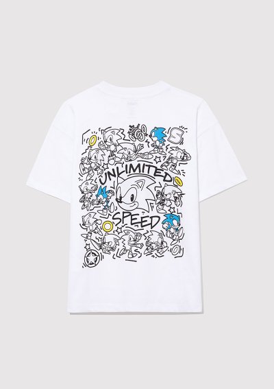 SONIC BASKILI TİŞÖRT Beyaz