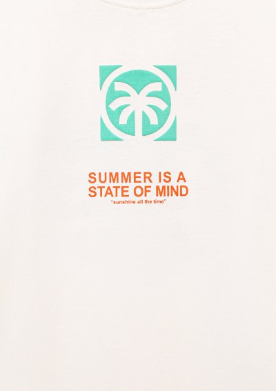 PALMİYE BASKILI TİŞÖRT Kırık Beyaz