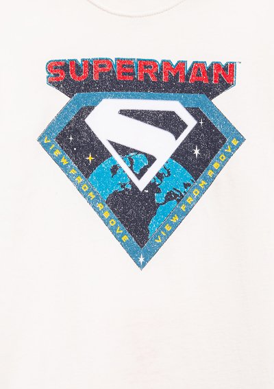 SUPERMAN BASKILI TİŞÖRT Kırık Beyaz