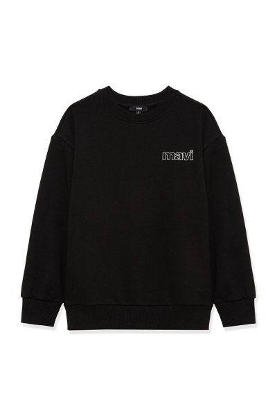 MAVİ LOGO BASKILI SWEATSHIRT Siyah