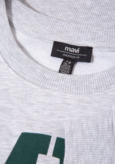 MV LOGO BASKILI SWEATSHIRT Açık Gri Mela