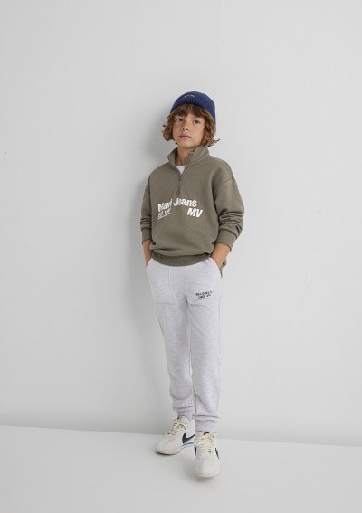 MAVİ JEANS BASKILI LOGO YARIM FERMUARLI