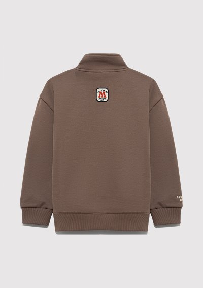 MAVİ BASKILI YARI FERMUARLI SWEATSHIRT K