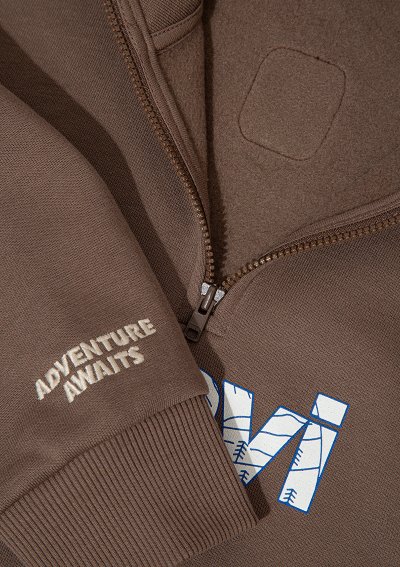 MAVİ BASKILI YARI FERMUARLI SWEATSHIRT K