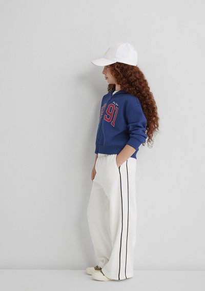 MAVİ LOGO GENİŞ PAÇA ÖRME PANTOLON Kırık