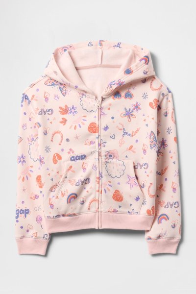 Kız Çocuk | Gap Logo Fransız Havlu Kumaş Fermuarlı Sweatshirt