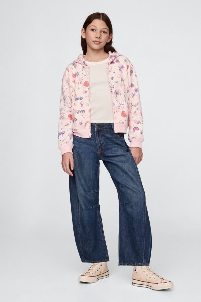 Kız Çocuk | Gap Logo Fransız Havlu Kumaş Fermuarlı Sweatshirt