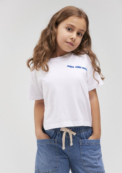 MIAV BASKILI CROP TİŞÖRT Beyaz