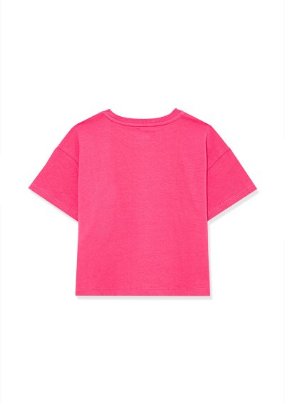 MAVİ LOGO BASKILI CROP TİŞÖRT Ahududu