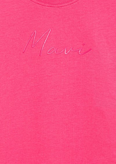 MAVİ LOGO BASKILI CROP TİŞÖRT Ahududu