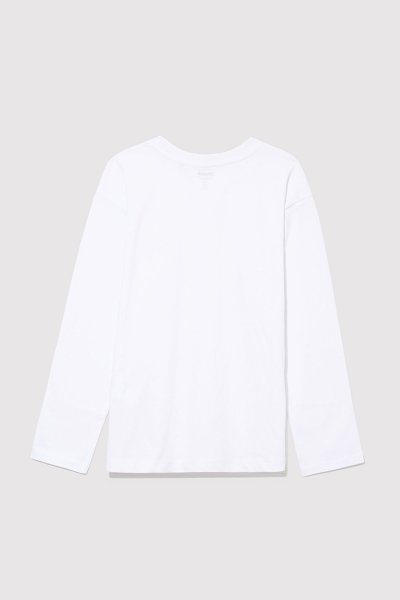 MAVİ LOGO BASKILI UZUN KOL TİŞÖRT Beyaz