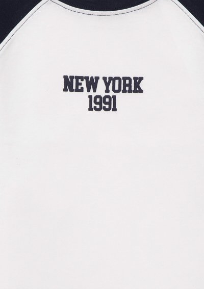 NEW YORK BASKILI CROP TİŞÖRT Kırık Beyaz