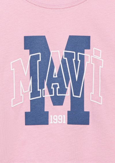 M BASKILI LOGO TİŞÖRT Toz Pembe