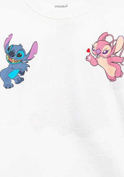 LILO & STITCH BASKILI TİŞÖRT Kırık Beyaz