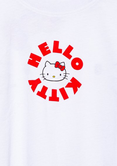 HELLO KITTY BASKILI TİŞÖRT Beyaz