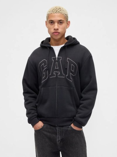 Relaxed Gap Logo Sherpa Astarlı Fermuarlı Sweatshirt