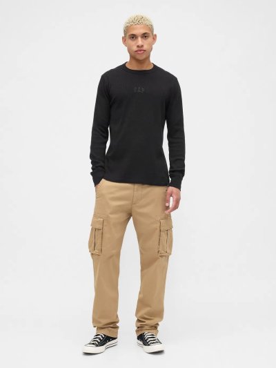 Gap Logo Waffle-Knit Bisiklet Yaka T-Shirt