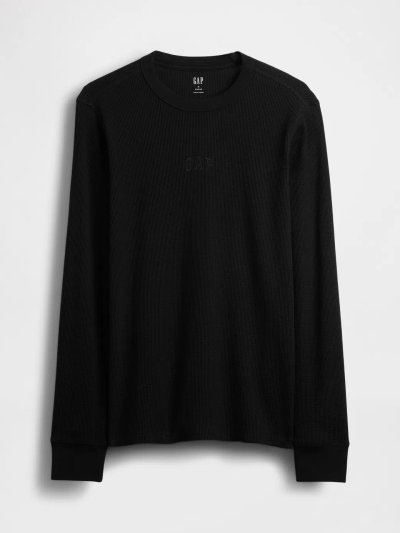 Gap Logo Waffle-Knit Bisiklet Yaka T-Shirt